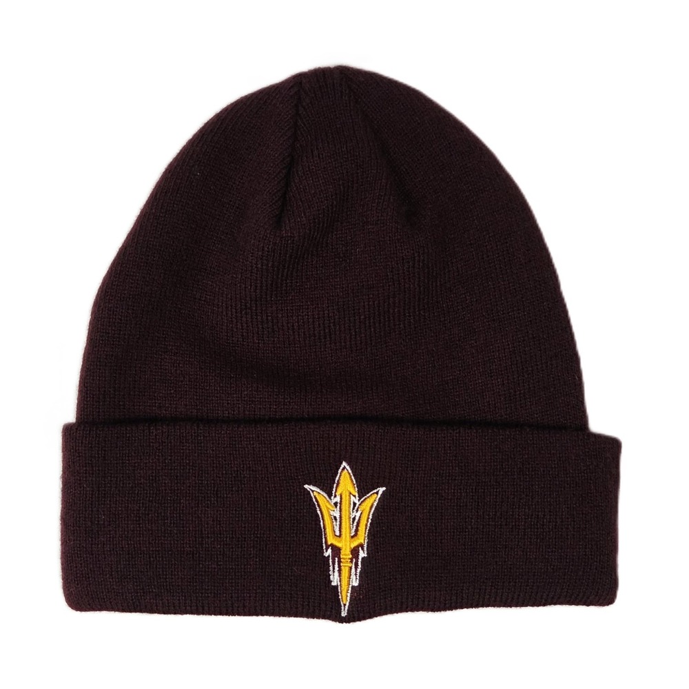 Zephyr NCAA Arizona State Sun Devils Maroon Knit Cuffed Beanie Hat Pitchfork Log